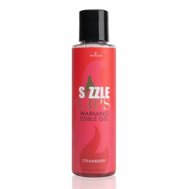 Sensuva Sizzle Lips - Rozgrzewający żel do masażu, Przezroczysty, Truskawka, 125 ml
