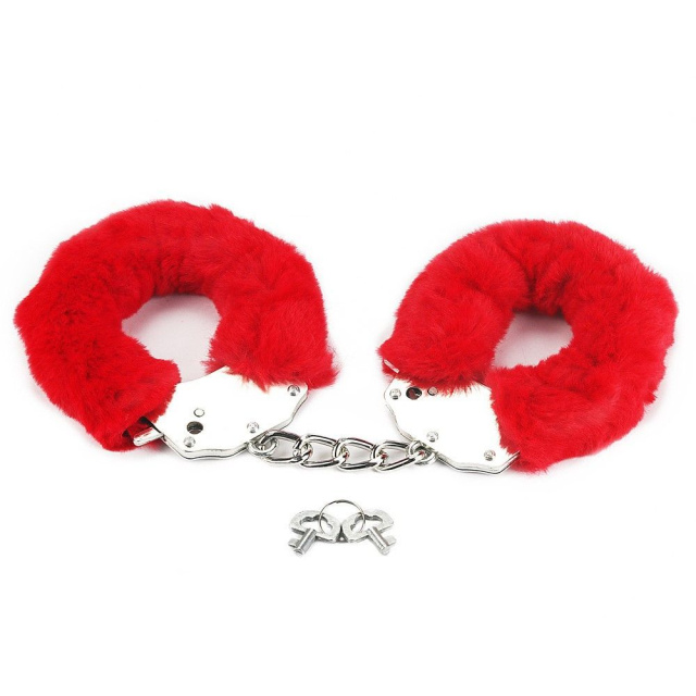 Lovetoy Fluffy Handcuffs - Kajdanki, Czerwony