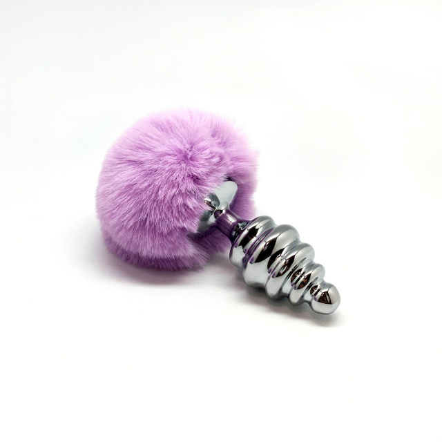 Alive Metal Anal Fluffy Twist Plug - Korek analny, Liliowy, 9 cm