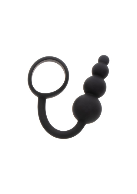 TOYJOY Anal Plug & Penis Ring - Korek analny z pierścieniem erekcyjnym, Czarny, 22 cm