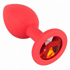 Korek analny z kryształkiem Colorful Joy Jewel Red Plug Small, 7,2 cm (czerwony)