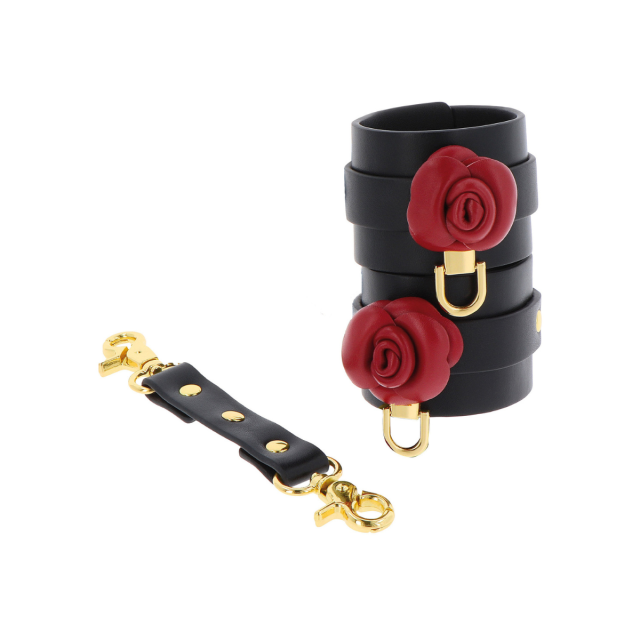 Taboom Wild Roses Ankle Cuffs - Uprząż na nogi, Czarny, 34 cm