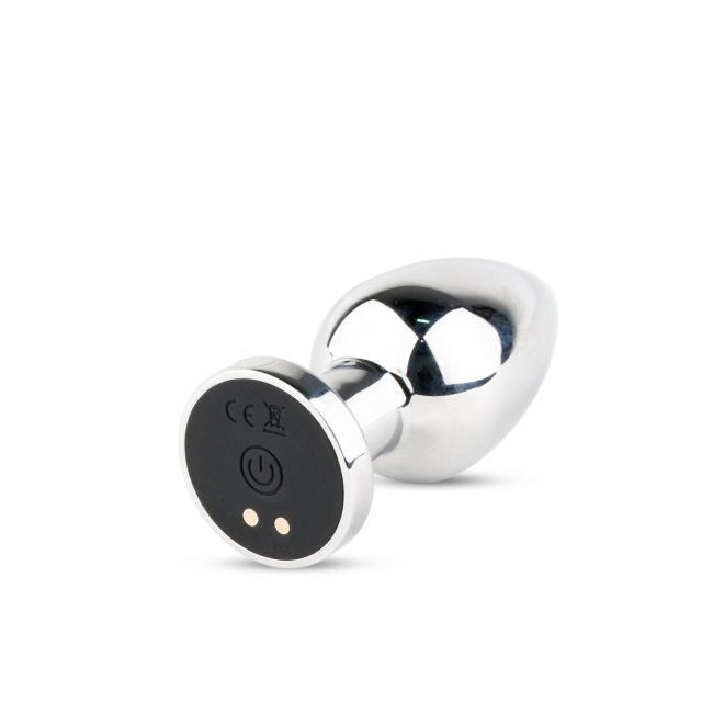 B - Series HeavyFun Metal Butt Plug M - Korek analny, Srebro, 7.9 cm, M