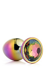 Анальна пробка з кристалом Gleaming Love Multicolour Plug, 9,5 см (райдужний)