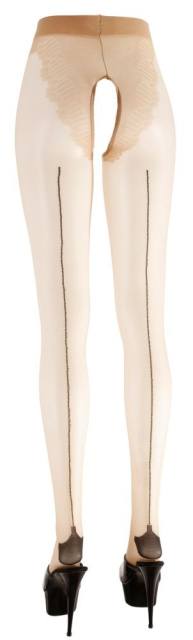 Колготки с открытым пахом Cottelli Legwear, M (бежевый)