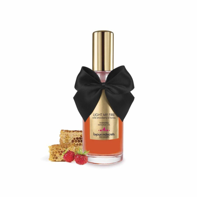 Bijoux Indiscrets Light My Fire Wild Strawberry & Honey - Olejek do masażu, Truskawka, 100 ml