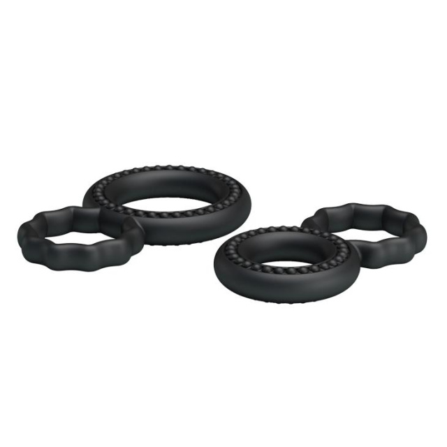 Эрекционное кольцо Baile Cock Rings, набор 2 шт (черный)