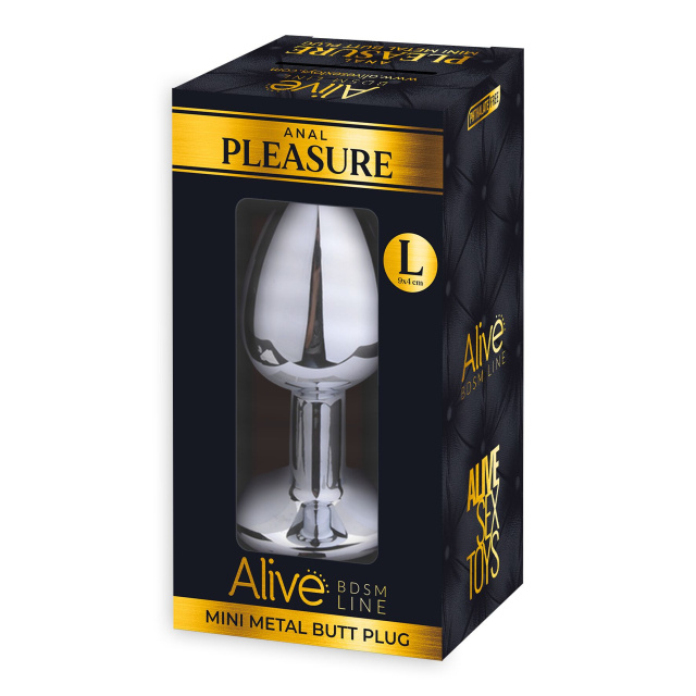 Alive Mini Metal Butt Plug L - Korek analny, Biały, 8 cm