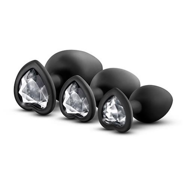 Набор анальных пробок Bling Plugs Trainer Kit, 3 шт (черный)