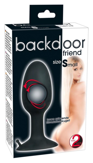 Backdoor Friend Small - Korek analny, Czarny, 9 cm