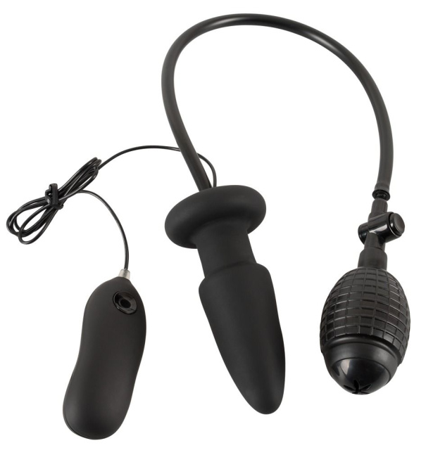 You2Toys Inflatable + Vibrating Butt Plug - Korek analny, Czarny, 12, 2 cm