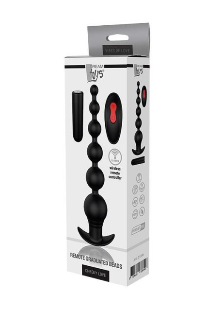 Dream Toys Graduating Beads - Korek analny, Czarny, 20.7 cm