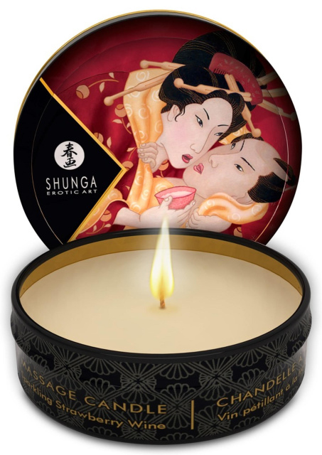 Масажна свічка Shunga Massage Candle полуничне вино, 30 мл