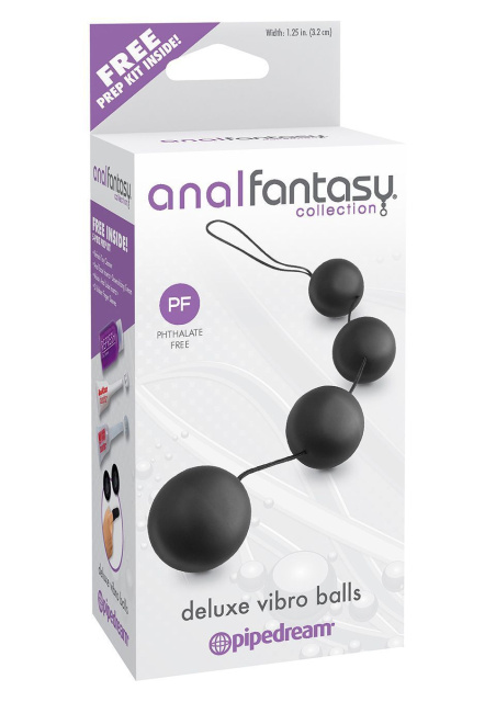 Pipedream Deluxe Vibro Balls - Koraliki analne, Czarny, 44, 3 cm