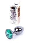 Металева анальна пробка з кристалом Boss Jewellery, 7 см (зелений)