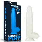 Неоновый фаллоимитатор LoveToy Lumino Play, 26 см (голубой)