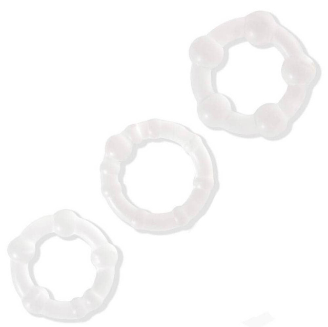 Набор эрекционных колец LoveToy Triple Beaded Ring Set, 3 шт (прозрачный)