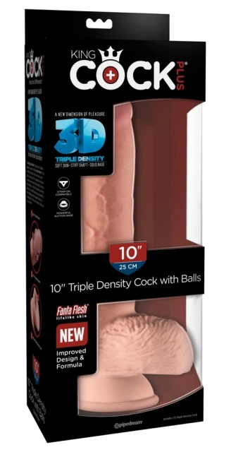 King Cock Plus Triple Density With Balls 10 Inch -, W kolorze cielistym, 25 cm