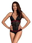 Кружевной боди Obsessive Rossita, S/M (черный)