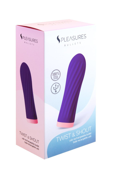 Wibrator łechtaczki Pleasures Bullets Twist & Shout, 8,5 cm (fioletowy)