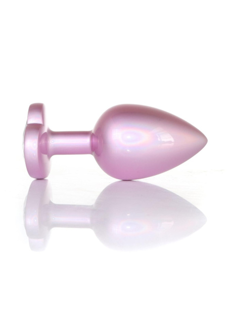 B - Series HeavyFun Jewellery Pearl Pink Heart Plug - Korek analny, Przezroczysty, 7 cm, S