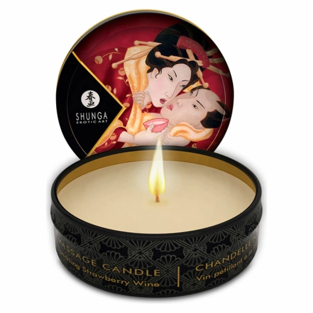 Масажна свічка Shunga Massage Candle полуничне вино, 30 мл