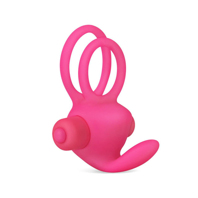 Lovetoy Power Clit Duo - Pierścień erekcyjny, Różowy, 7.5 cm