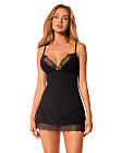 Zestaw erotyczny Obsessive Bella Rou chemise & thong, M/L (czarny)