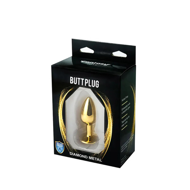 Fantasy Gold Butt Plug with S - Korek analny, Biały, 7 cm, S