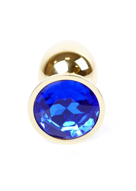 Анальна пробка з кристалом B - Series HeavyFun Plug-Jewellery Gold, 7 см (синій)