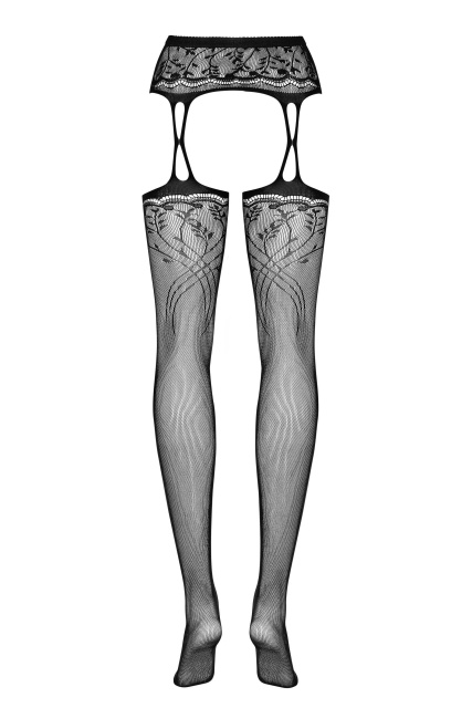 Чулки с поясом Obsessive S206, S/M/L (черный)