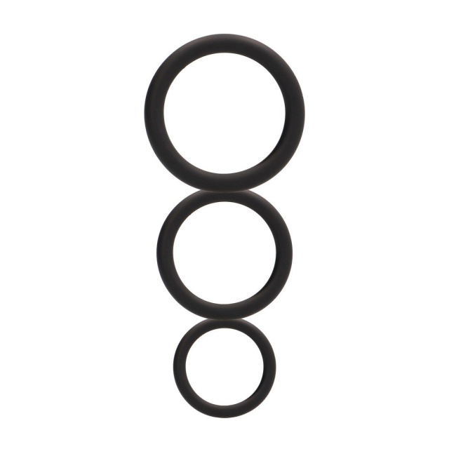 Набор эрекционных колец ShotsToys Round Cock Ring Set, 3 шт (черный)