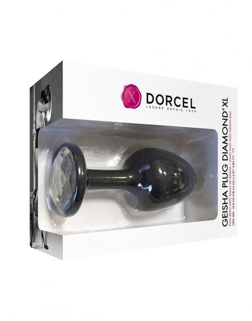 Korek analny z kryształkiem Dorcel Geisha Plug Diamond XL, 11 cm (czarny)