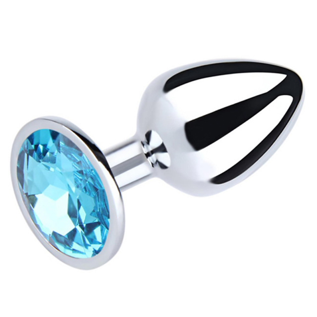 Fantasy Silver Butt Plug Diamond M - Korek analny, Niebieski, 8 cm, M