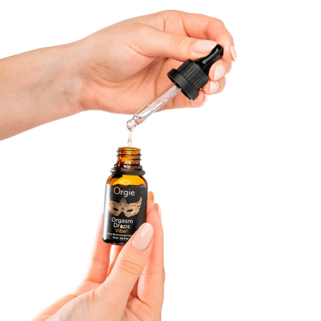 Orgie Orgasm Drops Vibe - Krople, Przezroczysty, Brzoskwinia, 15 ml