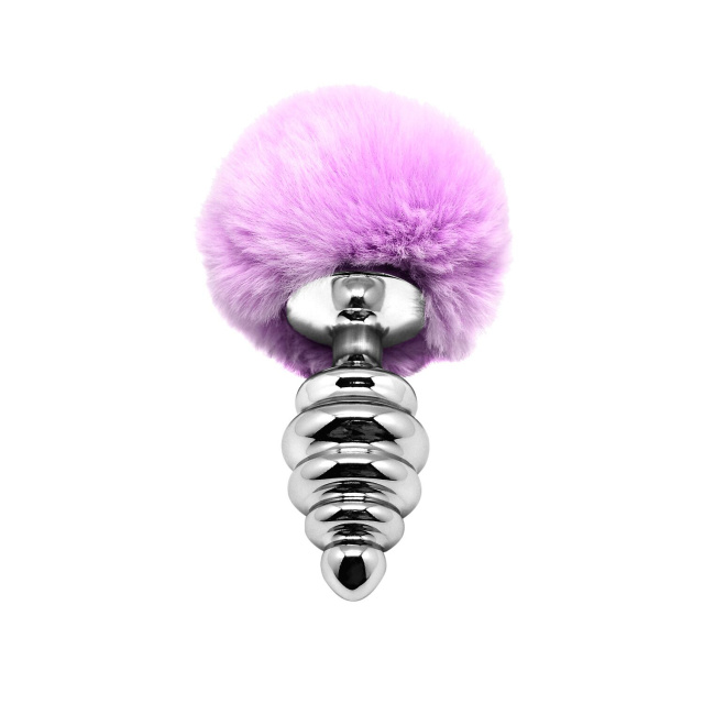 Alive Metal Anal Fluffy Twist Plug - Korek analny, Liliowy, 9 cm