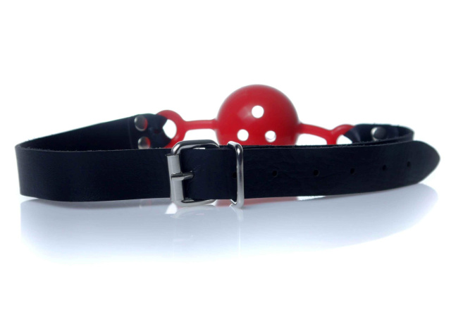 Fetish B - Series Ball Gag - Knebel z kulką, Czarny-Czerwony, 52 cm
