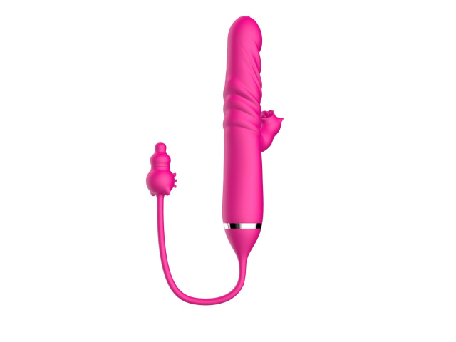 Boys of Toys Tongue licking Triple Stimulation Thrusting Vibrator - Wibrator, Różowy, 17.5 cm