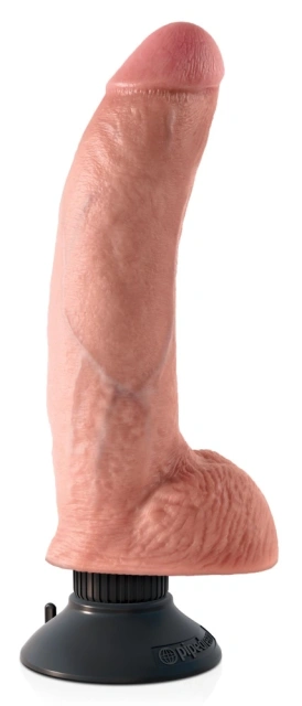 Вибратор King Cock Vibrating Cock With Balls, 23 см (телесный)