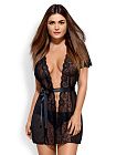 Кружевной эротический комплект Obsessive Alluria robe, L/XL (черный)