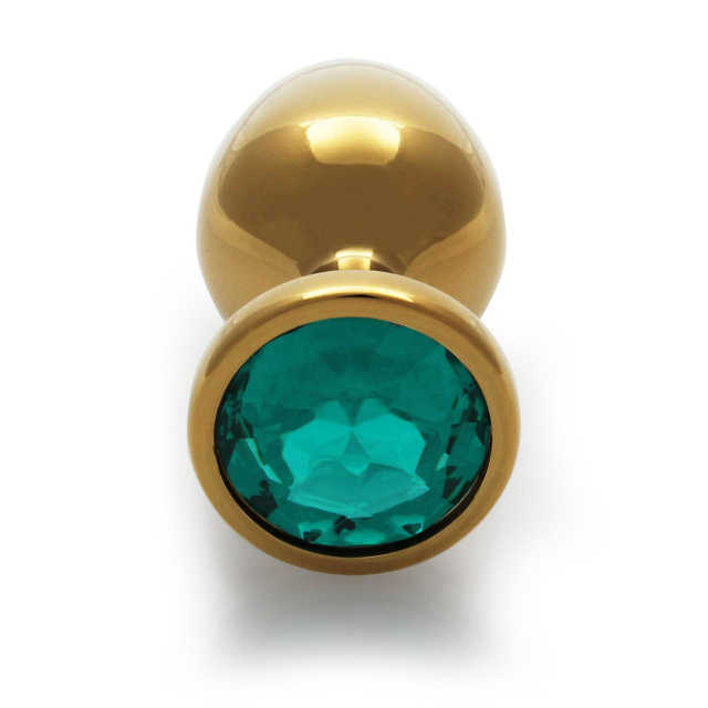 Ouch! Round Gem Butt Plug - Korek analny, Zielony, 6.2 cm, S