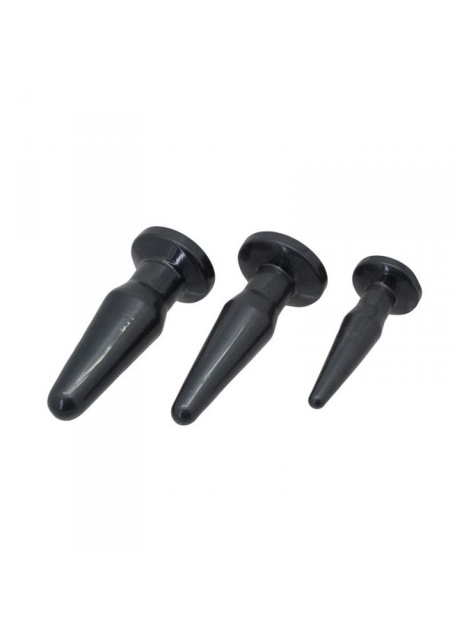 Toyz4lovers Anal Plug 3 Sizes/ Set - Korek analny, Czarny, 12.4 cm