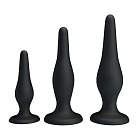 Набір анальних пробок Begginer's Mini Anal Kit, 3 шт (чорний)
