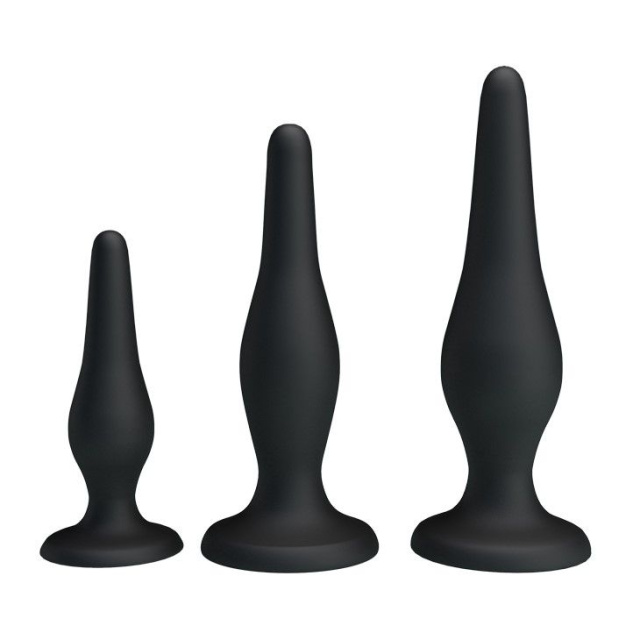 Набір анальних пробок Begginer's Mini Anal Kit, 3 шт (чорний)