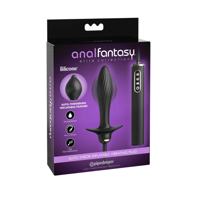 Анальна пробка Pipedream Auto-Throb Inflatable Vibrating Plug, 13 см (чорний)
