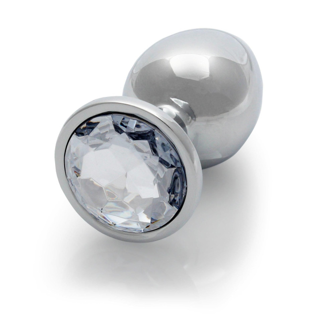 Ouch! Round Gem Butt Plug - Korek analny, Przezroczysty, 6.2 cm, S