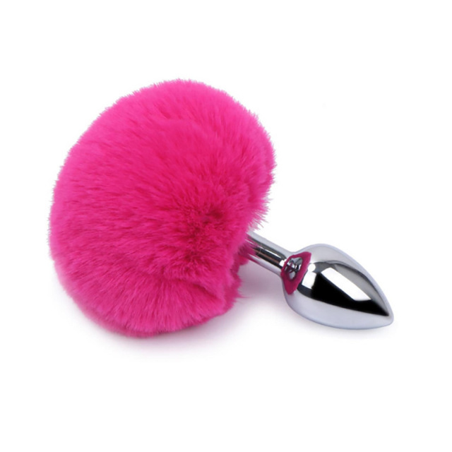 Fantasy Butt Plug bunny tail - Korek analny, Różowy, 7 cm