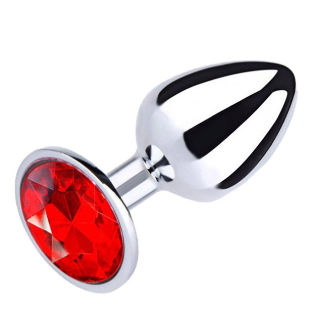 Secret Play Metal Butt Plug Red - Korek analny, Czerwony, 8.5 cm, M