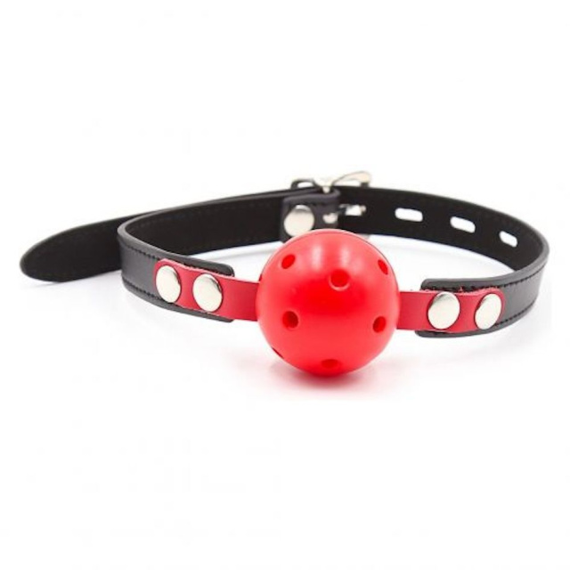 Fetish Fever Ball Gag - Knebel z kulką, Czarny-Czerwony