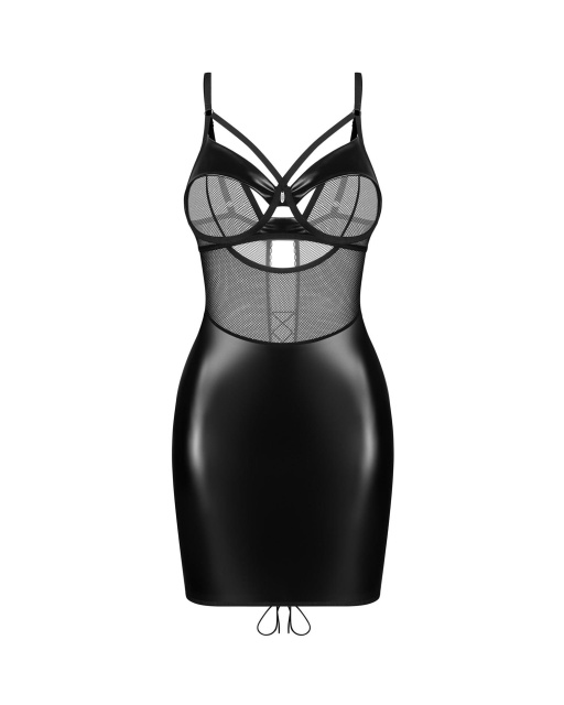 Сорочка та стрінги Obsessive Dominna, L/XL (чорний)